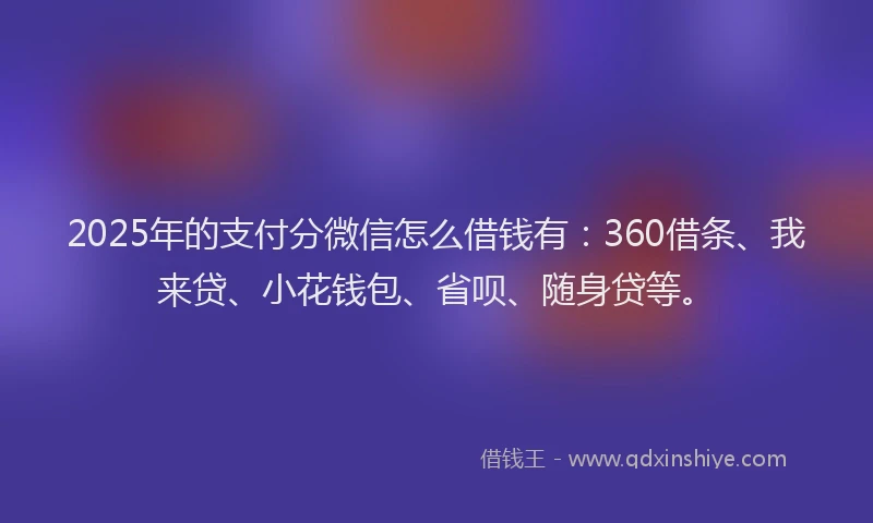 2025年的支付分微信怎么借钱有：360借条、我来贷、小花钱包、省呗、随身贷等。