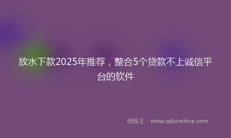 放水下款2025年推荐，整合5个贷款不上诚信平台的软件