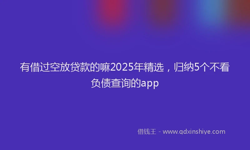 有借过空放贷款的嘛2025年精选，归纳5个不看负债查询的app