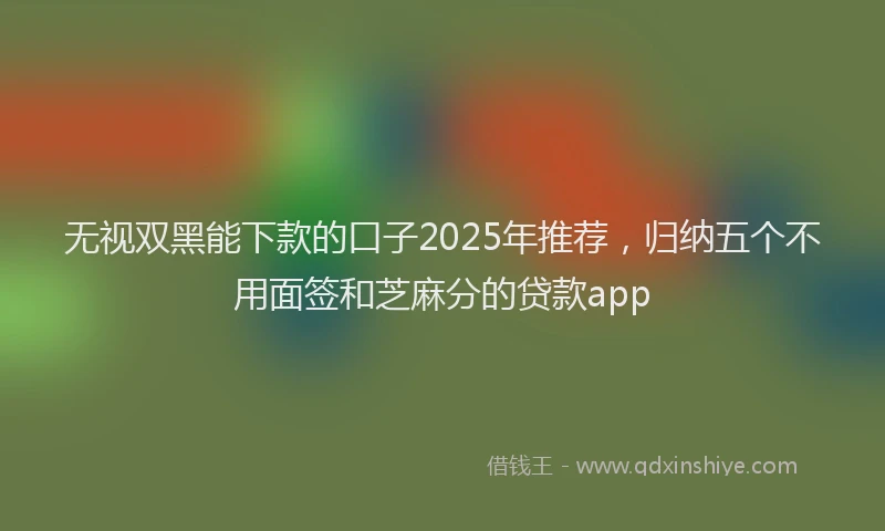 无视双黑能下款的口子2025年推荐，归纳五个不用面签和芝麻分的贷款app