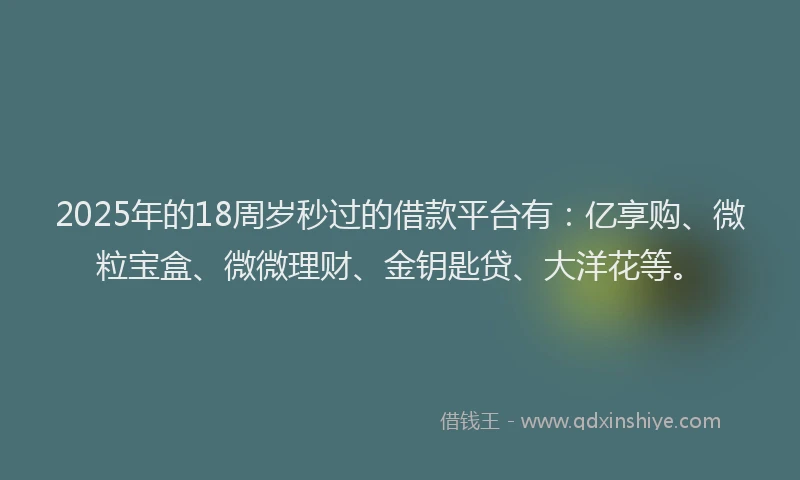 2025年的18周岁秒过的借款平台有：亿享购、微粒宝盒、微微理财、金钥匙贷、大洋花等。