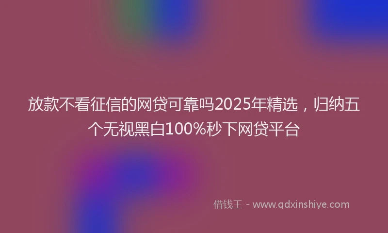 放款不看征信的网贷可靠吗2025年精选，归纳五个无视黑白100%秒下网贷平台