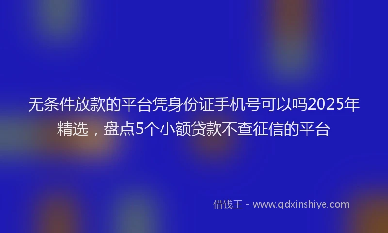 无条件放款的平台凭身份证手机号可以吗2025年精选，盘点5个小额贷款不查征信的平台