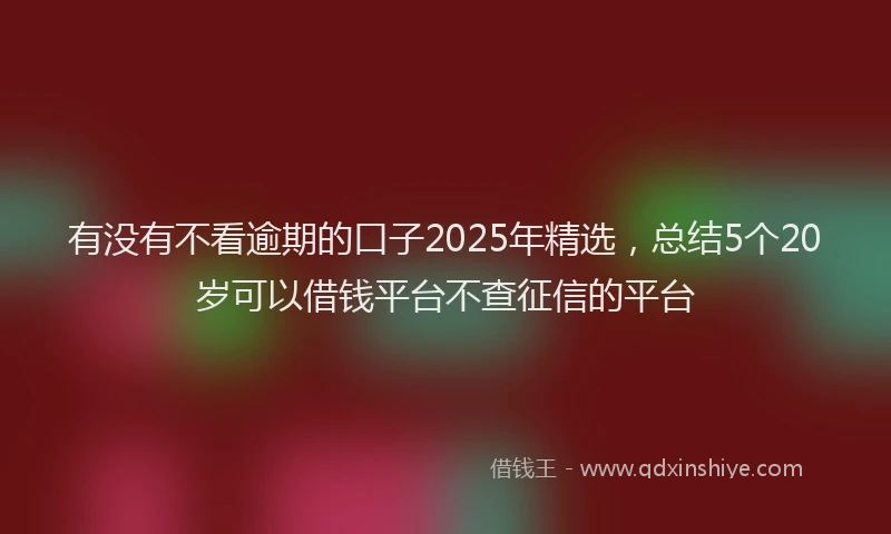 有没有不看逾期的口子2025年精选，总结5个20岁可以借钱平台不查征信的平台