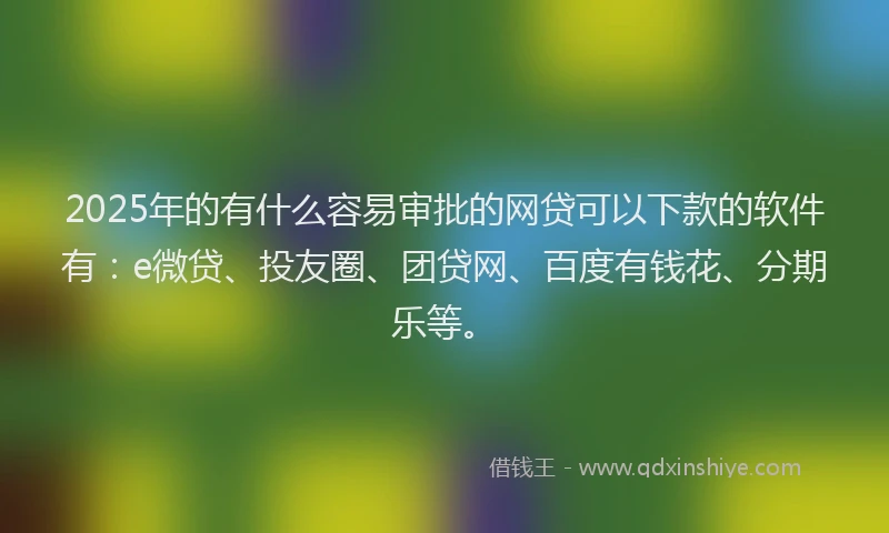 2025年的有什么容易审批的网贷可以下款的软件有：e微贷、投友圈、团贷网、百度有钱花、分期乐等。