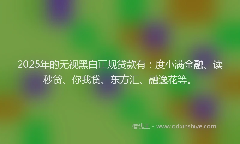 2025年的无视黑白正规贷款有：度小满金融、读秒贷、你我贷、东方汇、融逸花等。