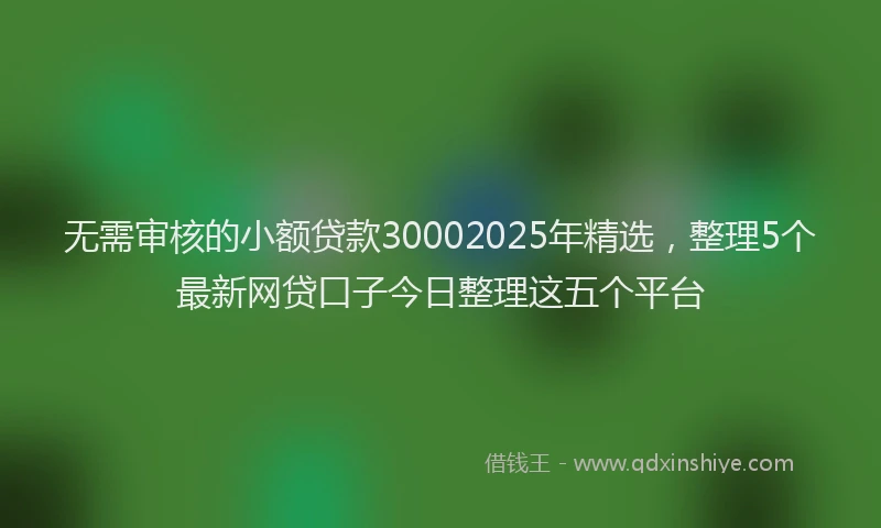 无需审核的小额贷款30002025年精选，整理5个最新网贷口子今日整理这五个平台