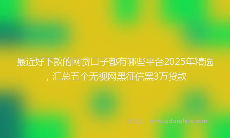 最近好下款的网贷口子都有哪些平台2025年精选，汇总五个无视网黑征信黑3万贷款