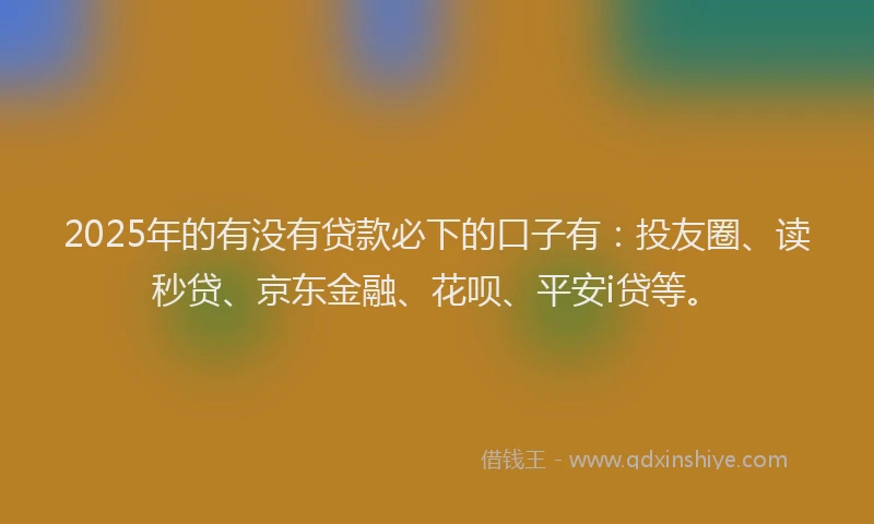 2025年的有没有贷款必下的口子有：投友圈、读秒贷、京东金融、花呗、平安i贷等。