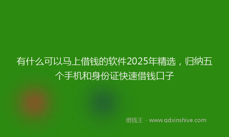 有什么可以马上借钱的软件2025年精选，归纳五个手机和身份证快速借钱口子