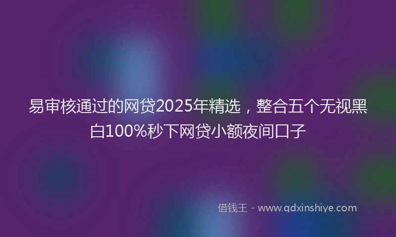 易审核通过的网贷2025年精选，整合五个无视黑白100%秒下网贷小额夜间口子