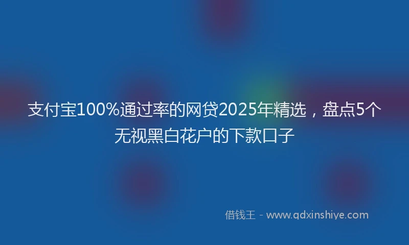 支付宝100%通过率的网贷2025年精选，盘点5个无视黑白花户的下款口子