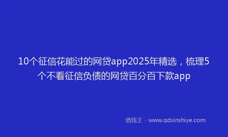 10个征信花能过的网贷app2025年精选，梳理5个不看征信负债的网贷百分百下款app