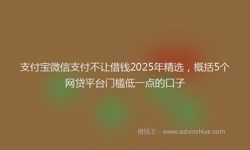 支付宝微信支付不让借钱2025年精选，概括5个网贷平台门槛低一点的口子