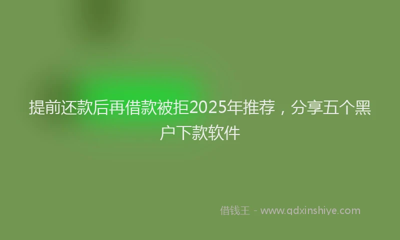 提前还款后再借款被拒2025年推荐，分享五个黑户下款软件