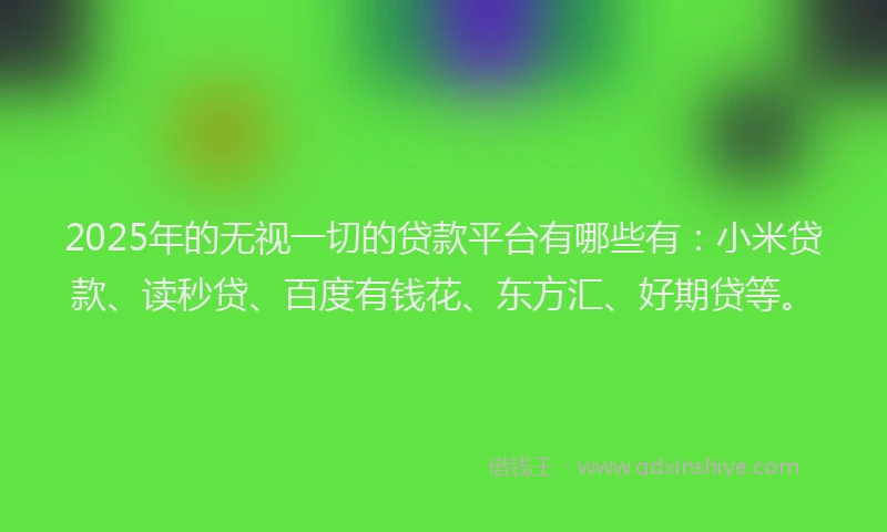 2025年的无视一切的贷款平台有哪些有：小米贷款、读秒贷、百度有钱花、东方汇、好期贷等。