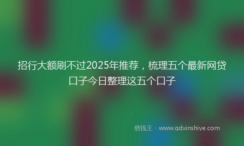 招行大额刷不过2025年推荐，梳理五个最新网贷口子今日整理这五个口子