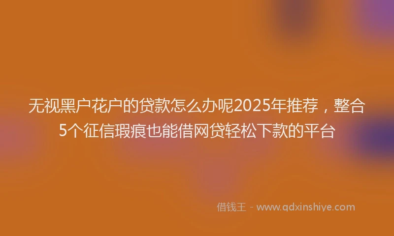 无视黑户花户的贷款怎么办呢2025年推荐，整合5个征信瑕疵也能借网贷轻松下款的平台