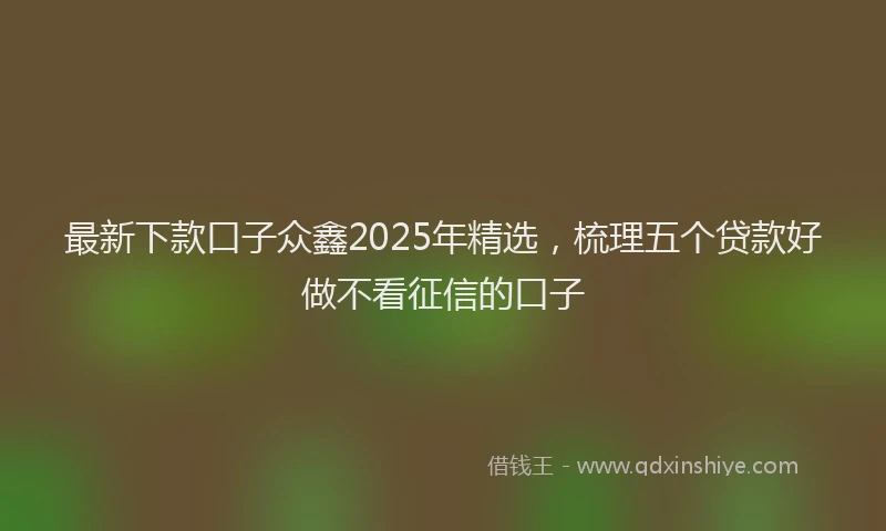 最新下款口子众鑫2025年精选，梳理五个贷款好做不看征信的口子