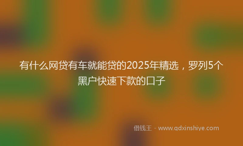 有什么网贷有车就能贷的2025年精选，罗列5个黑户快速下款的口子