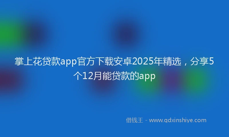 掌上花贷款app官方下载安卓2025年精选，分享5个12月能贷款的app
