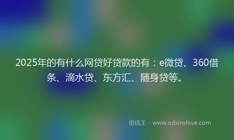 2025年的有什么网贷好贷款的有：e微贷、360借条、滴水贷、东方汇、随身贷等。