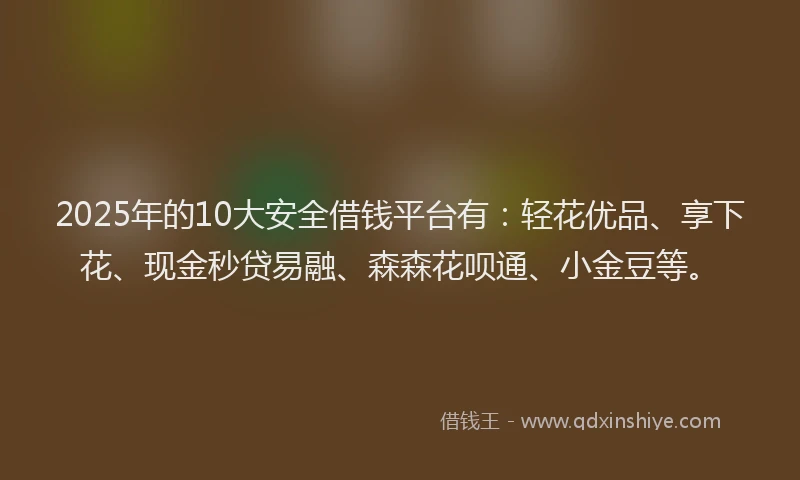 2025年的10大安全借钱平台有：轻花优品、享下花、现金秒贷易融、森森花呗通、小金豆等。