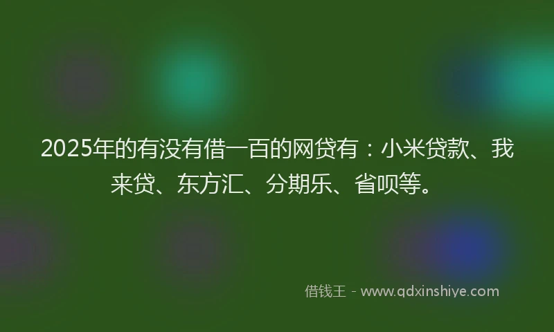2025年的有没有借一百的网贷有：小米贷款、我来贷、东方汇、分期乐、省呗等。
