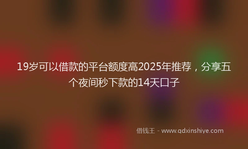 19岁可以借款的平台额度高2025年推荐，分享五个夜间秒下款的14天口子