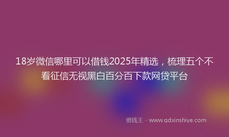 18岁微信哪里可以借钱2025年精选，梳理五个不看征信无视黑白百分百下款网贷平台