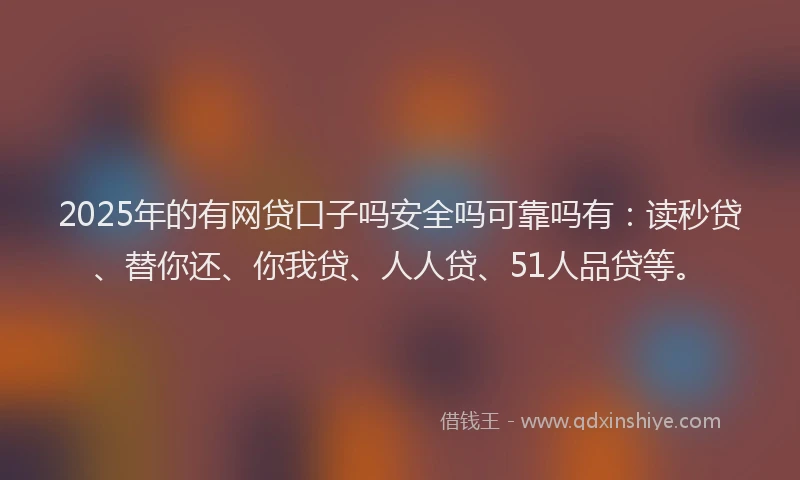 2025年的有网贷口子吗安全吗可靠吗有：读秒贷、替你还、你我贷、人人贷、51人品贷等。