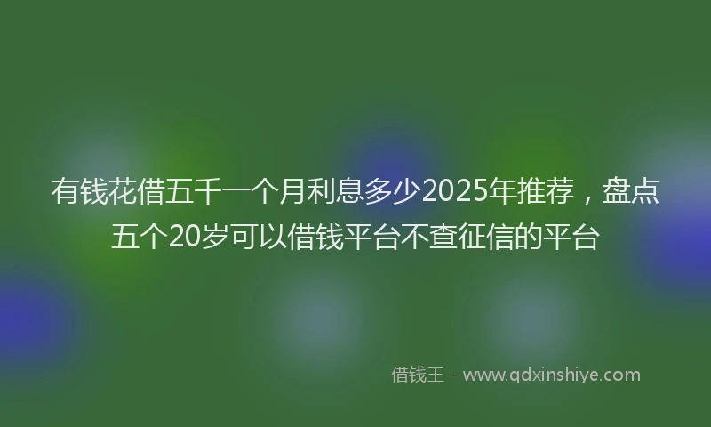 有钱花借五千一个月利息多少2025年推荐，盘点五个20岁可以借钱平台不查征信的平台