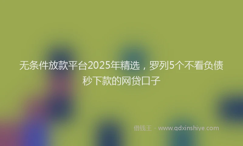 无条件放款平台2025年精选，罗列5个不看负债秒下款的网贷口子