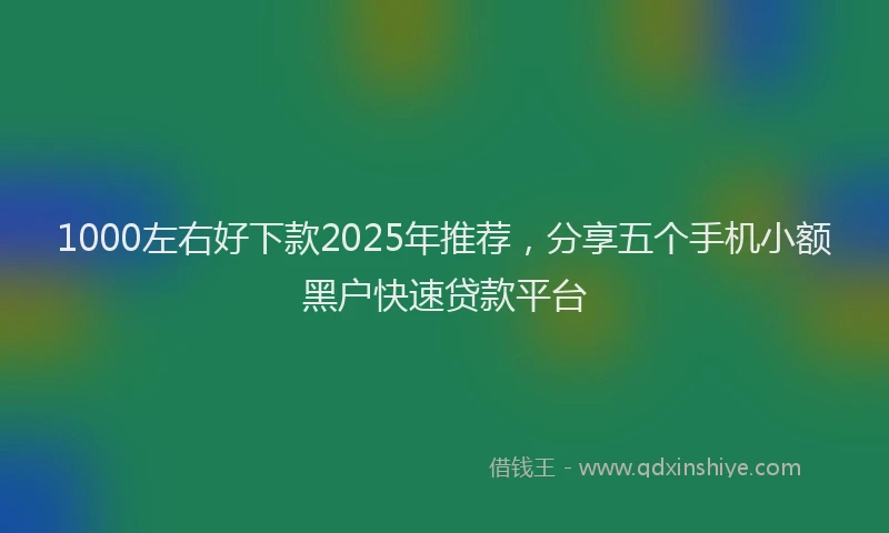 1000左右好下款2025年推荐，分享五个手机小额黑户快速贷款平台