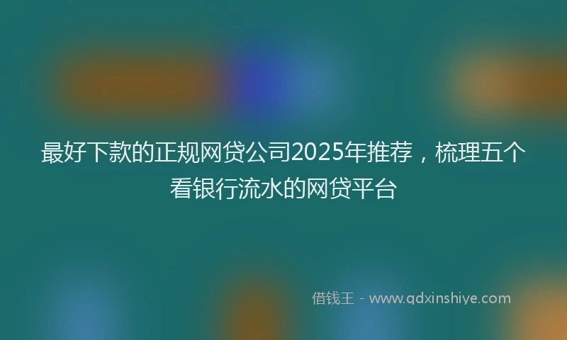 最好下款的正规网贷公司2025年推荐，梳理五个看银行流水的网贷平台