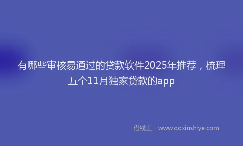 有哪些审核易通过的贷款软件2025年推荐，梳理五个11月独家贷款的app