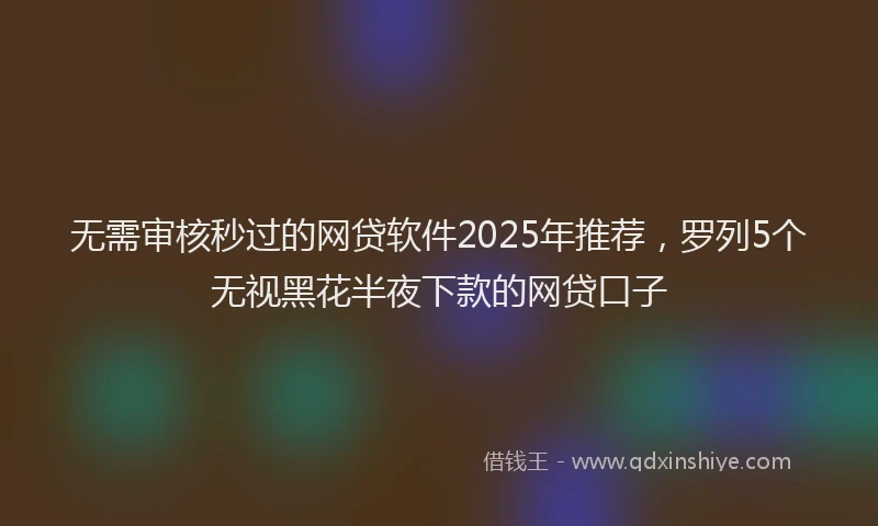 无需审核秒过的网贷软件2025年推荐，罗列5个无视黑花半夜下款的网贷口子