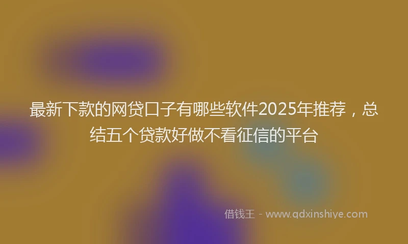 最新下款的网贷口子有哪些软件2025年推荐，总结五个贷款好做不看征信的平台