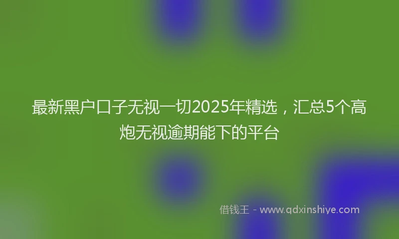 最新黑户口子无视一切2025年精选，汇总5个高炮无视逾期能下的平台