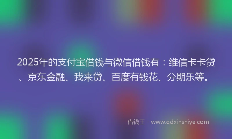 2025年的支付宝借钱与微信借钱有：维信卡卡贷、京东金融、我来贷、百度有钱花、分期乐等。