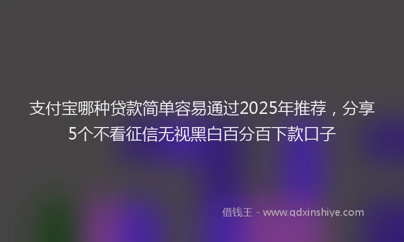 支付宝哪种贷款简单容易通过2025年推荐，分享5个不看征信无视黑白百分百下款口子