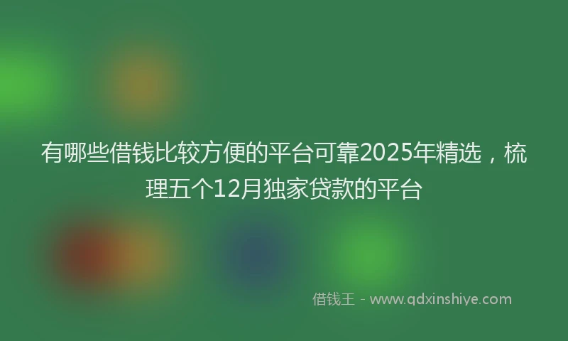 有哪些借钱比较方便的平台可靠2025年精选，梳理五个12月独家贷款的平台