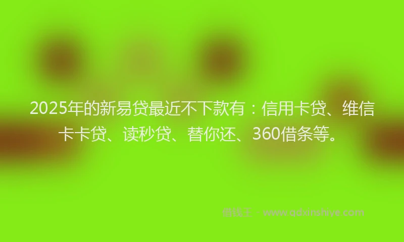 2025年的新易贷最近不下款有：信用卡贷、维信卡卡贷、读秒贷、替你还、360借条等。