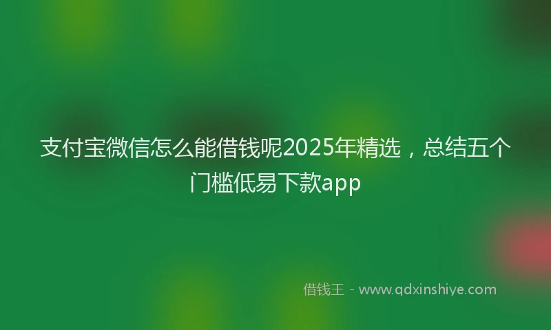 支付宝微信怎么能借钱呢2025年精选，总结五个门槛低易下款app