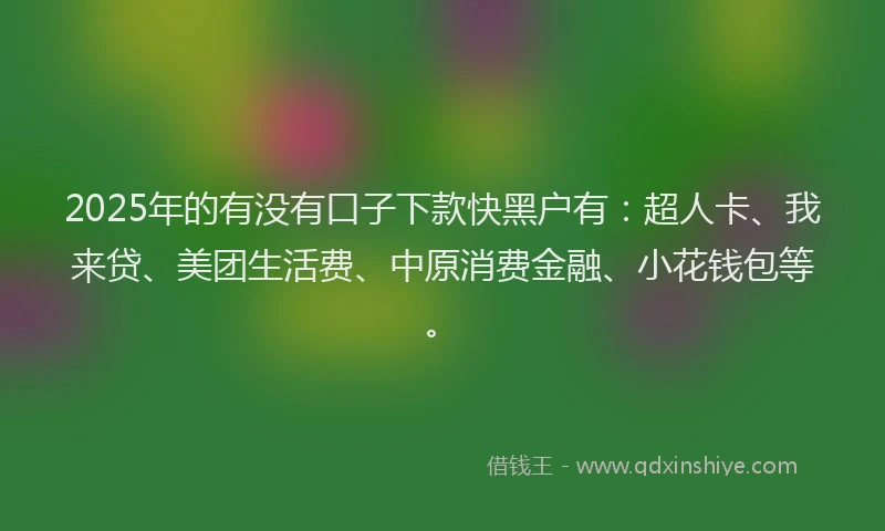 2025年的有没有口子下款快黑户有：超人卡、我来贷、美团生活费、中原消费金融、小花钱包等。