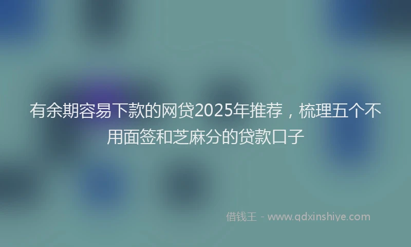 有余期容易下款的网贷2025年推荐，梳理五个不用面签和芝麻分的贷款口子