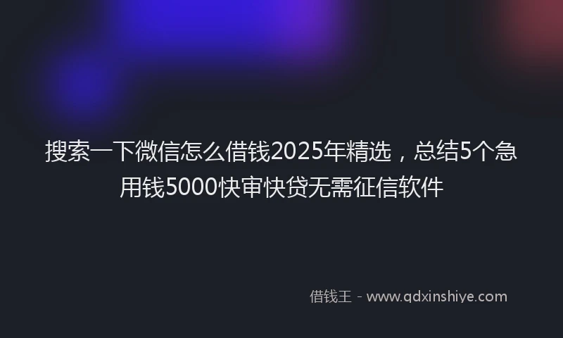 搜索一下微信怎么借钱2025年精选，总结5个急用钱5000快审快贷无需征信软件