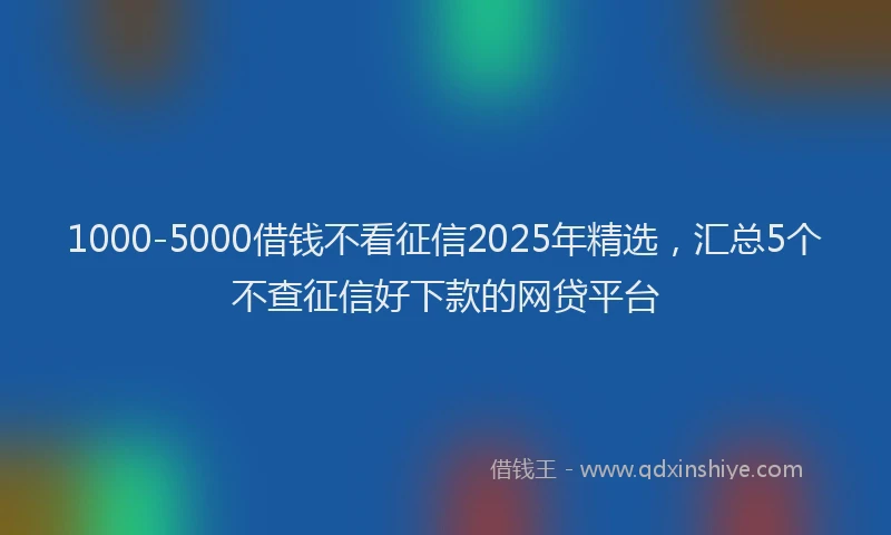 1000-5000借钱不看征信2025年精选，汇总5个不查征信好下款的网贷平台