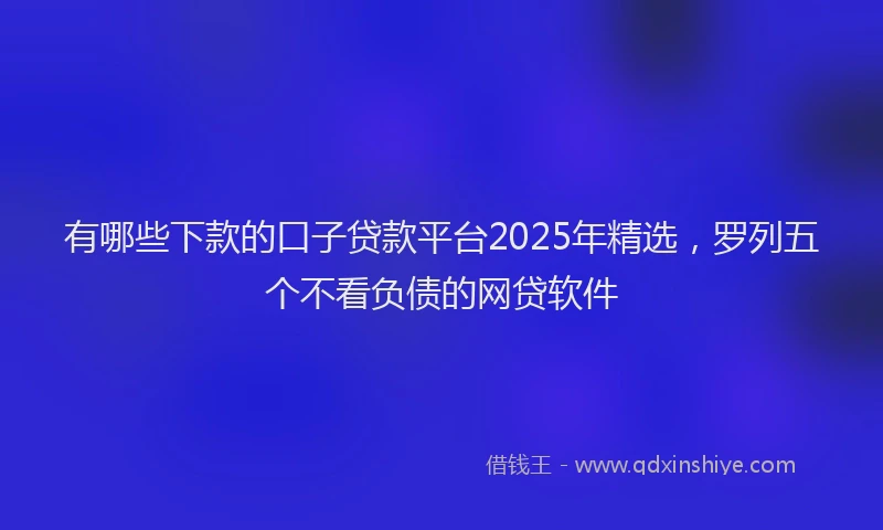 有哪些下款的口子贷款平台2025年精选，罗列五个不看负债的网贷软件