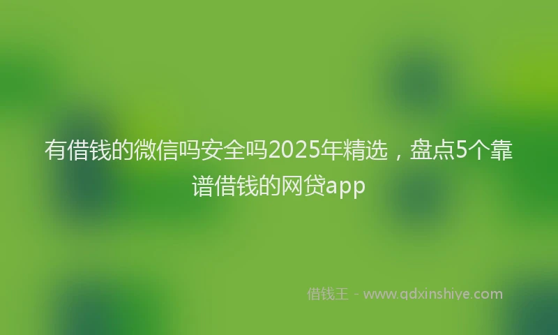 有借钱的微信吗安全吗2025年精选，盘点5个靠谱借钱的网贷app